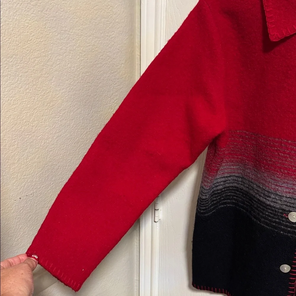 Vintage Lisa International Boiled Wool Button Down Jacket Women's M Colorblock